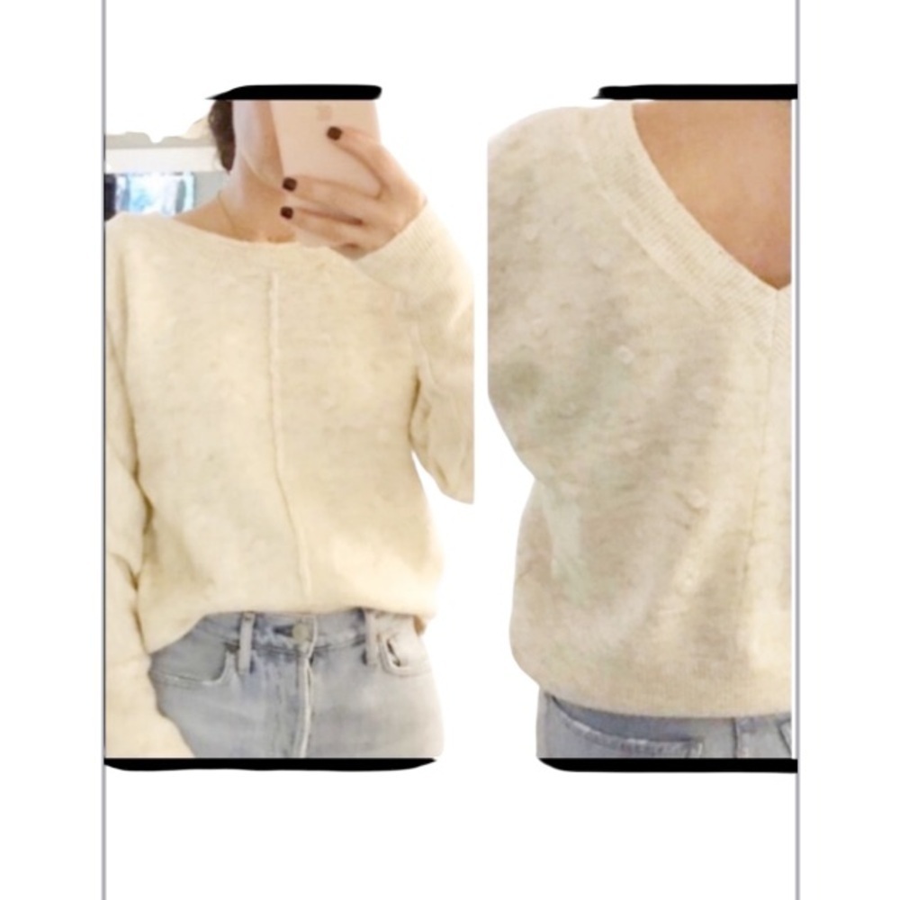 William Rast Ivory Heathered Raised Dot Sweater size small